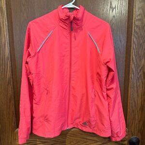 Adidas Women's Bright Coral Lightweight Full Zip Running Jacket Athletic Medium